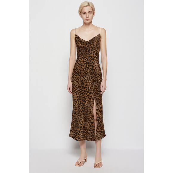 Jonathan Simkhai Nellie Leopard Silk Slip Dress - Picture 1 of 16